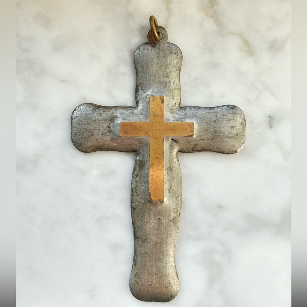 Two-Toned Unisex Vintage Copper Cross Pendant